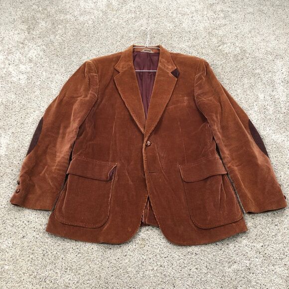VTG Mervyns Jacket Adult 44 Brown Corduroy Blazer Coat Elbow Pads Japan 80s - Picture 1 of 13